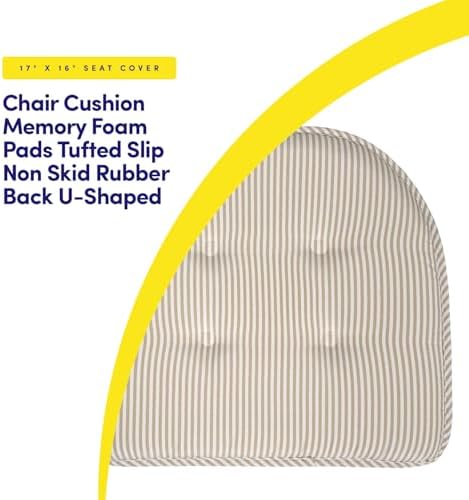 Sweet Home Collection Chair Cushion Memory Foam Pads Tufted Slip Non Skid - Image 3