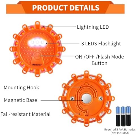 LED Road Flare Emergency Safety Kit Battery Powered Beacon - Image 3