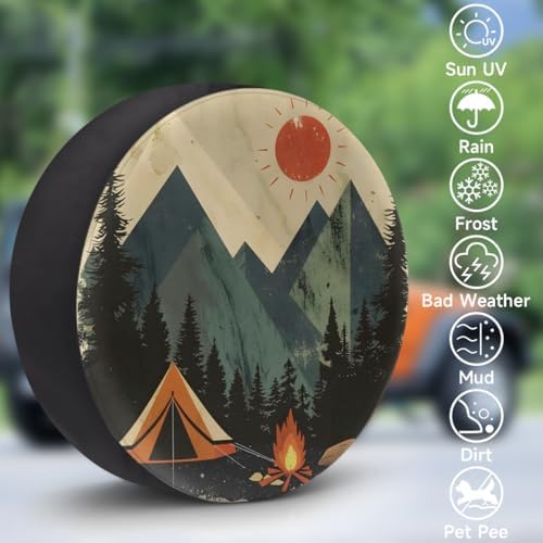 Rv Spare Tire Cover Wheel Mountain Forest Tree Sun Tire Covers Wheel Protectors - Image 3