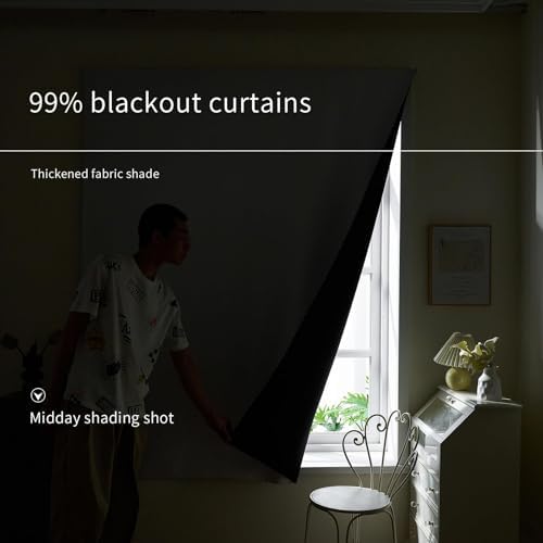 AJAZZ 100% Blackout Shades Window Cover Self Adhesive Curtains Sticky Curtain - Image 2