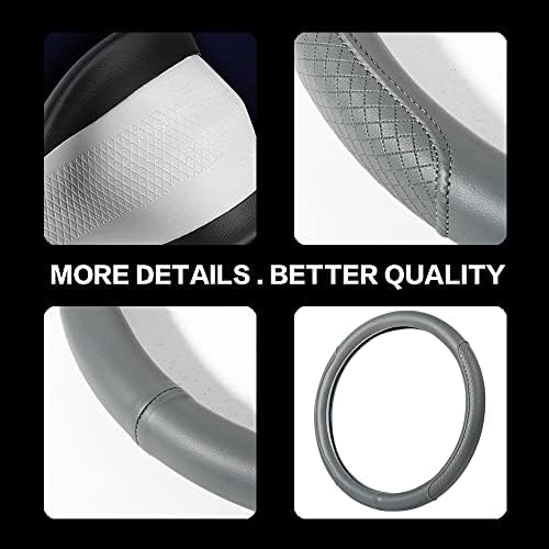 Microfiber Leather Steering Wheel Cover, Classic Embossing, Breathable - Image 4