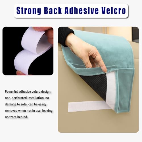Velvet Recliner Headrest Pillow, Non-Slip Neck Support, Light Blue - Image 4