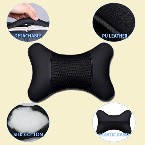 2 Packs Car Neck Pillows Dual-Side PU Leather Car Headrest - Image 4