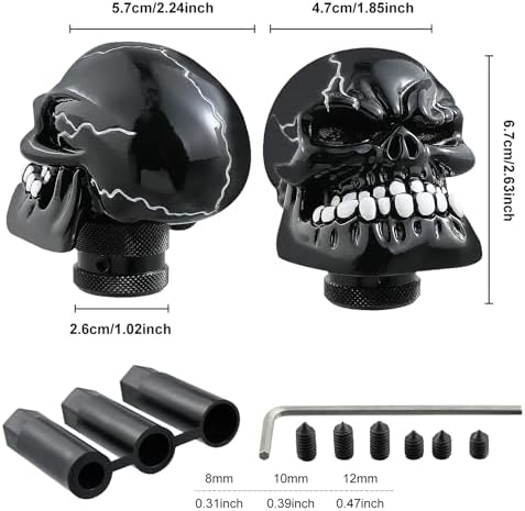Skull Shift Knob Cars Truck Gear Shifter Stick Handle SUV Black - Image 3