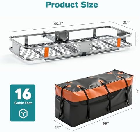 OLIXIS Folding Hitch Mount Cargo Carrier Basket - Image 2