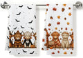 2 Pcs Halloween Kitchen Towels, Highland Cow Soft Absorbent Hand Tea Towels by ZHAMEN