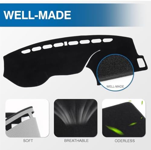 KUST Black Dash Cover for 2013-2017 Honda Accord Polyester Dashboard Cover - Image 4
