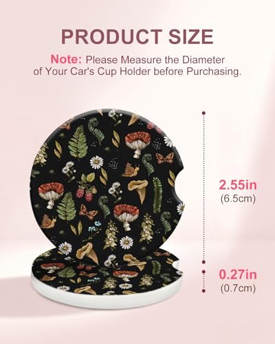 Swooflia Elegant Ceramic Car Coasters Stylish Mushroom Cup Holder Coasters - Image 2