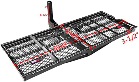 500 Lbs Heavy Duty Hitch Mount Cargo Carrier 60" x 24" x 14.4" Folding Cargo - Image 4