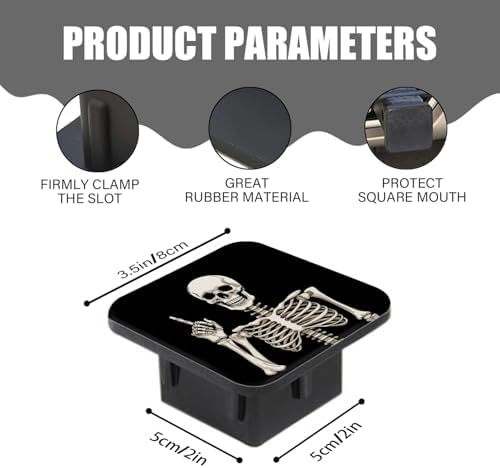 Trailer Hitch Cover, Skeleton Holding Up Finger On The Black Background Hitch - Image 3