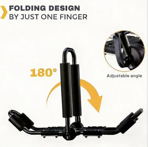 IKURAM R Iron Kayak Roof Rack Folding J-Style Universal 4-in-1-Black - Image 5