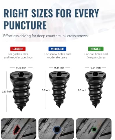 AUTOWN Tire Repair Kit with Tire Plug Screw Type, Heavy Duty Emergency Tool - Image 3