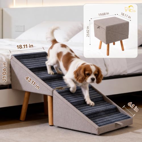 Dog Ramp for Bed Foldable Pet Stairs for High Beds 21.06" H - Image 2