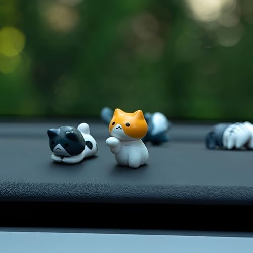 6 Pcs Cute Cat Car Accessories Funny Resin Cat Figurines - Image 3