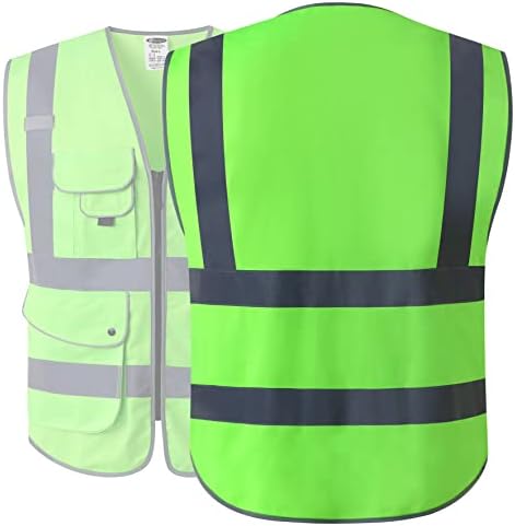 JKSafety Safety Vest for Men Women Reflective Hi Vis JK150 Green 3XL - Image 5