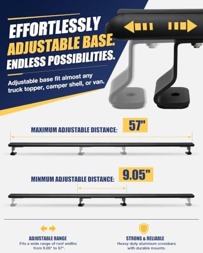 Mountainpeak 60'' Aluminum Camper Shell Truck Cap Roof Ladder Rack - Image 2