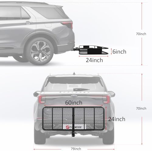 FORWODE 60x24x6 Hitch Carrier for 2 Inch Receiver, 500LB Capacity Hitch Mount - Image 3