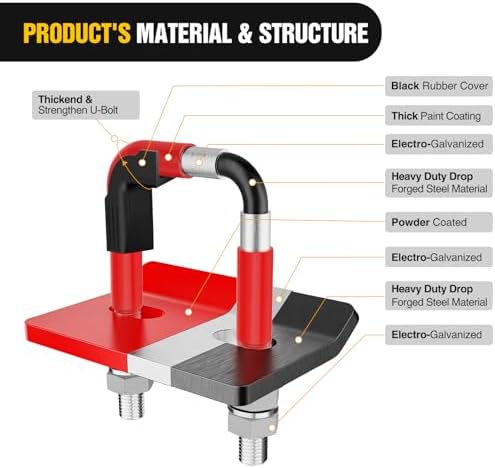 Nilight Trailer Hitch Tightener Anti-Rattle Red U-Bolt - Image 3
