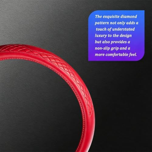 AUCELI 14.5-15 Inch Steering Wheel Cover Non-Slip Leather - Image 3