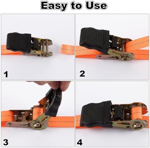 6 Pack 1 Inch x 20 Ft Ratchet Tie Down Straps - Image 6