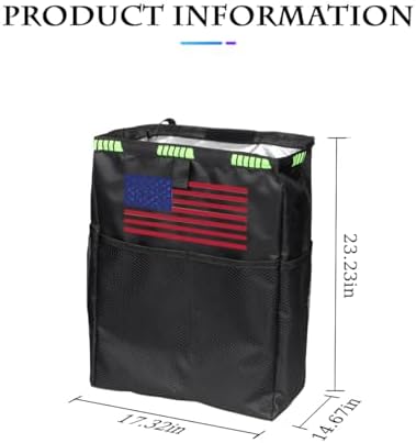 Fekey&JF Foldable Hanging Car Trash Can, Colorful Flag on Black - Image 2