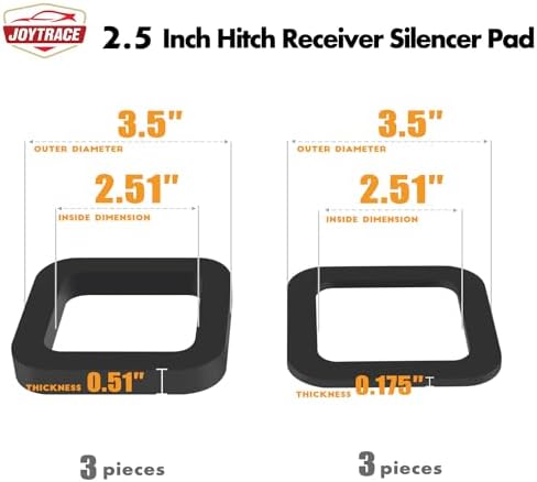 6 Pack - Multiple Size Combination，2.5 Inch Hitch Receiver Silencer Pad - Image 5