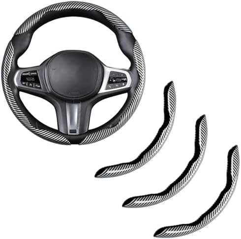 Carbon Fiber Steering Wheel Cover Universal 3pcs Protector Glossy Silver by HOME