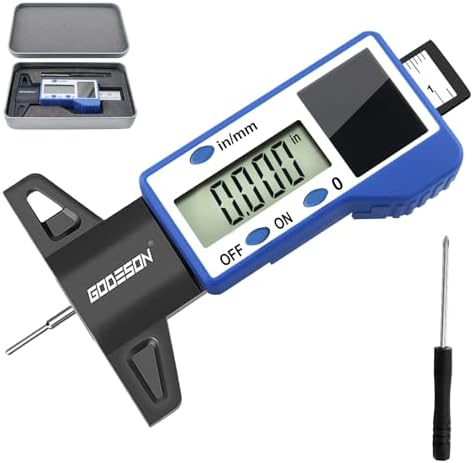 GODESON Digital Tire Tread Depth Gauge – Solar & Battery Hybrid, Inch/MM Modes by GODESON