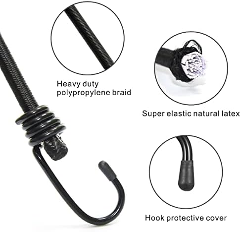 BEXSLE Bungee Cords with Hooks 2m Long, Heavy Duty Outdoor Elastic Bungee Straps - Image 3