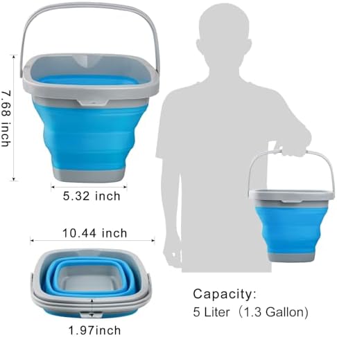 Collapsible Mop Bucket and Ice Bucket-5L Household Cleaning Silicone Dust Mops - Image 2