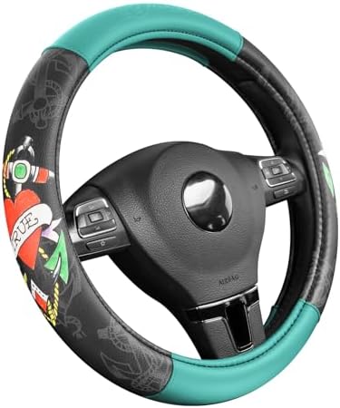ED HARDY Heart Print Steering Wheel Cover, Mint Leather Universal Car Streeing by EdHardy