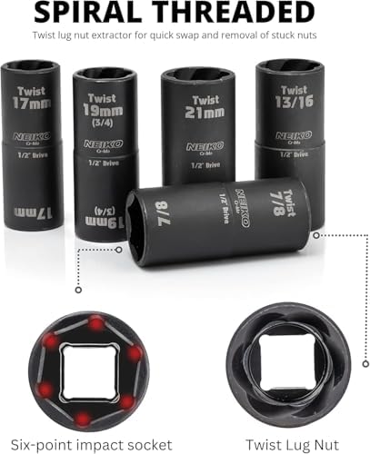 NEIKO 02340A Twist Socket Set, SAE & Metric, 1/2 Inch Dr. Impact Flip, 6 Point - Image 2