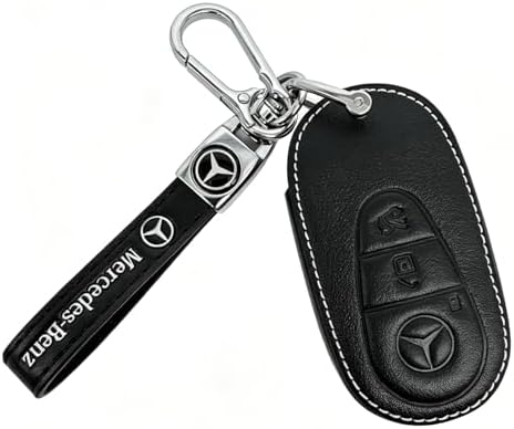 Leather Key Fob Cover with Keychain, Compatible with Select Mercedes-Benz Oval - Image 2