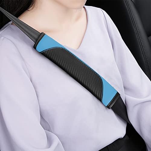 AUCELI 2PCS Carbon Fiber Car Seat Belt Cover, Breathable Leather - Image 5
