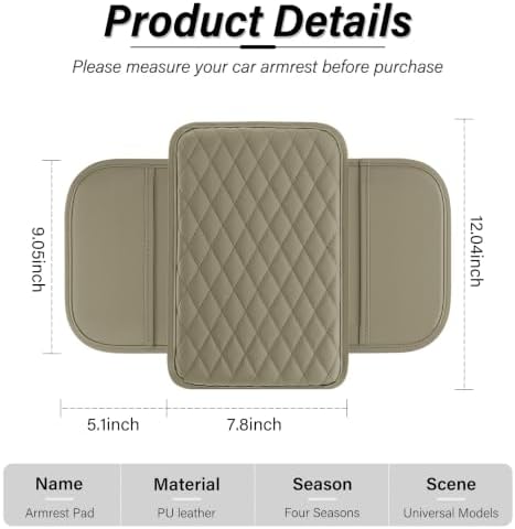 Amiss Car Center Console Cover, Upgraded Leather Car Armrest Cushion - Image 2