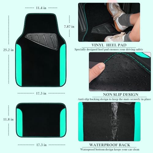 CAR PASS Faux Leather Steering Wheel Cover and Waterproof Car Floor Mats - Image 5