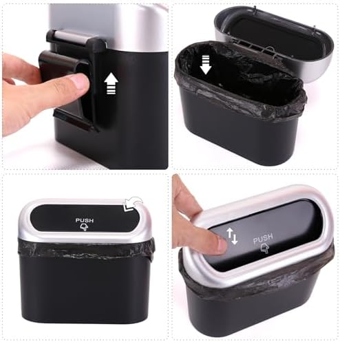 Ginsco Mini Car Trash Can with Lid, Small Car Garbage Can, Cute Leakproof ABS - Image 3