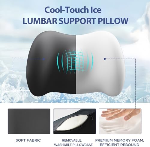 Cooling Lumbar Support Pillow for Office Chair, Memory Foam Car Back Cushion - Image 4