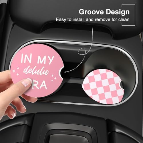 Ceramic Car Coasters – Absorbent Car Cup Holder Coaster Set - Image 2