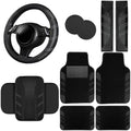NBTEPEM 10 Pcs Car Floor Mats Full Set & Sport Leather Steering Wheel Cover by NBTEPEM