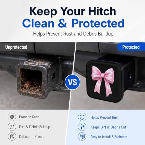 2" Hitch Cover Pink Bow Rubber Towing Hitch Covers Hitch Protector - Image 5