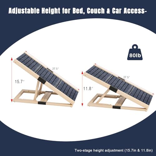 Adjustable Wooden Dog Ramp for Small Dogs, 27.6" Long x 11.8" Wide - Image 6