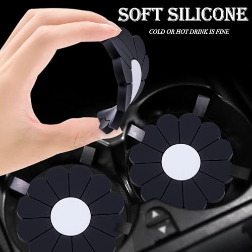 2-Pack Car Cup Holder Coaster Inserts, Daisy Shape, 2.75 Inch Non-Slip Silicone - Image 4