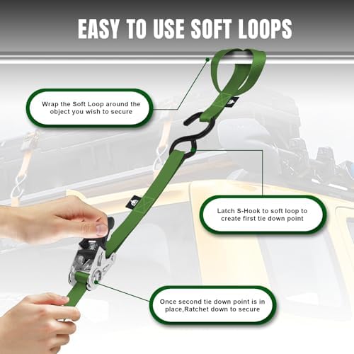 Jack Boss Ratchet Tie Down Straps Set, 1500 lbs Break Strength, Fits - Image 7
