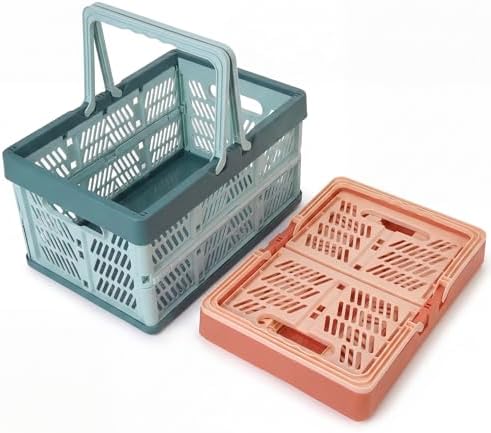 2-Pack Large Foldable Storage Crates, 33.7L PP Collapsible Bins Blue+Pink by Unknown