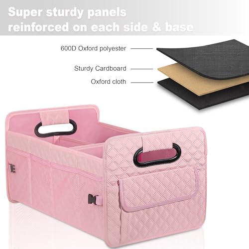 JiatuA Car Trunk Organizer for SUV, Collapsible Car Storage Organizer Pink - Image 4