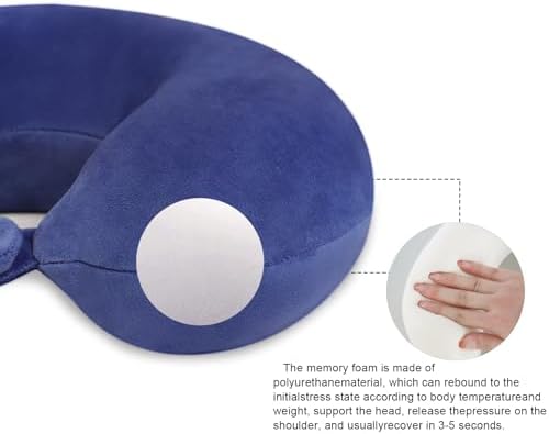 Travel Pillow, Neck Pillows for Airplanes, Memory Foam, Vivid Blue - Image 5