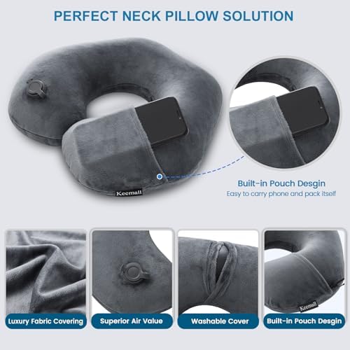Keemall Inflatable Travel Neck Pillow, Cervical Support - Image 6