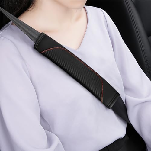 Osilly 2PCS Carbon Fiber Leather Seat Belt Shoulder Pads - Image 5