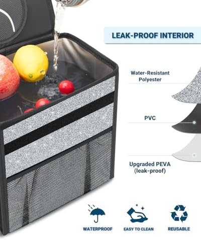 Capolo Car Trash Can with Lid, Leakproof Car Garbage Can Car Trash Bag - Image 4